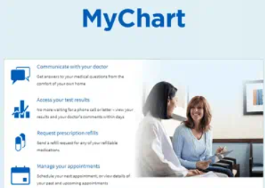 screen shot of the MyChart website