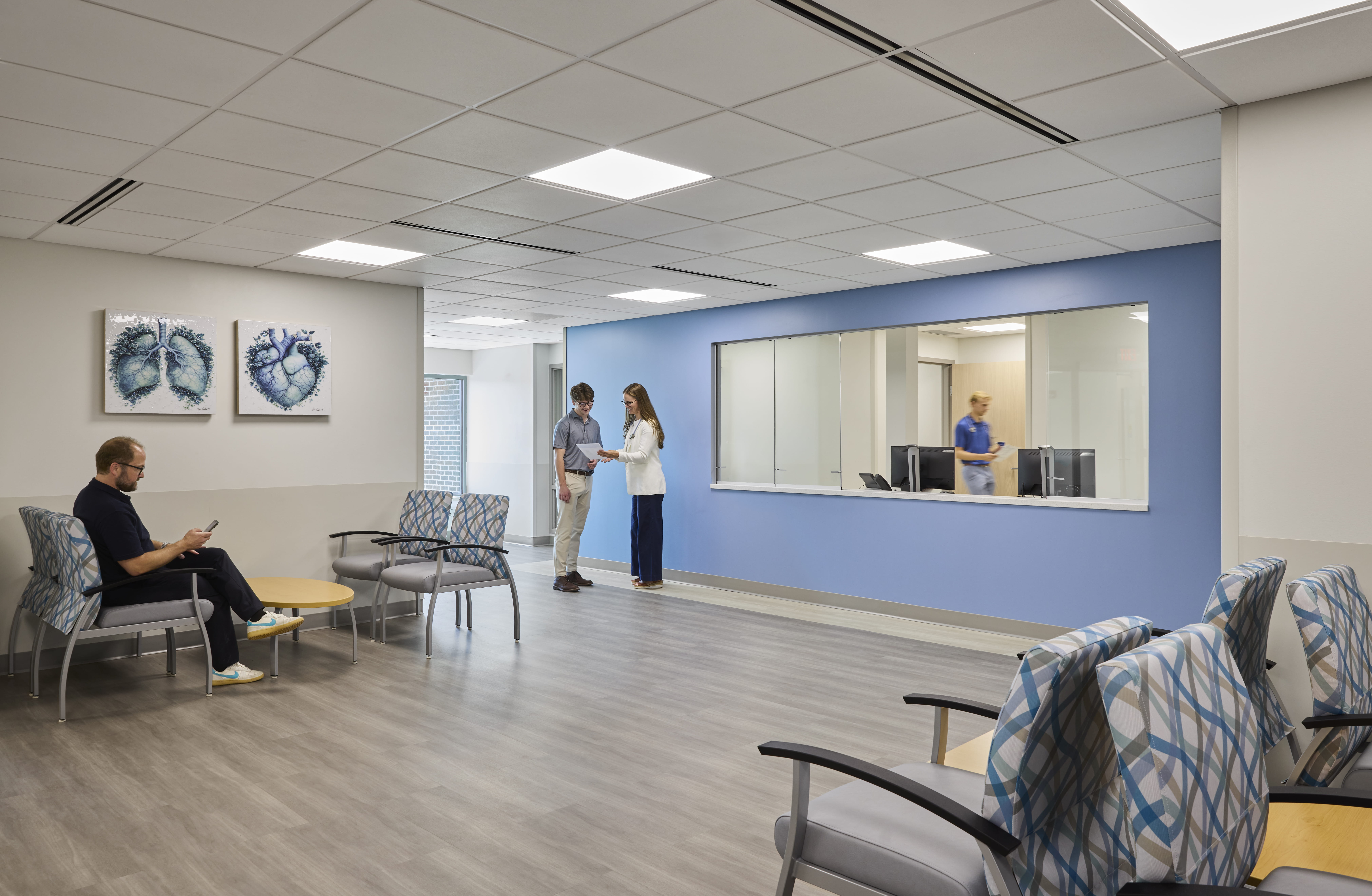 waiting room and check-in desk of Mercy Health — Fallen Timbers Cardiology