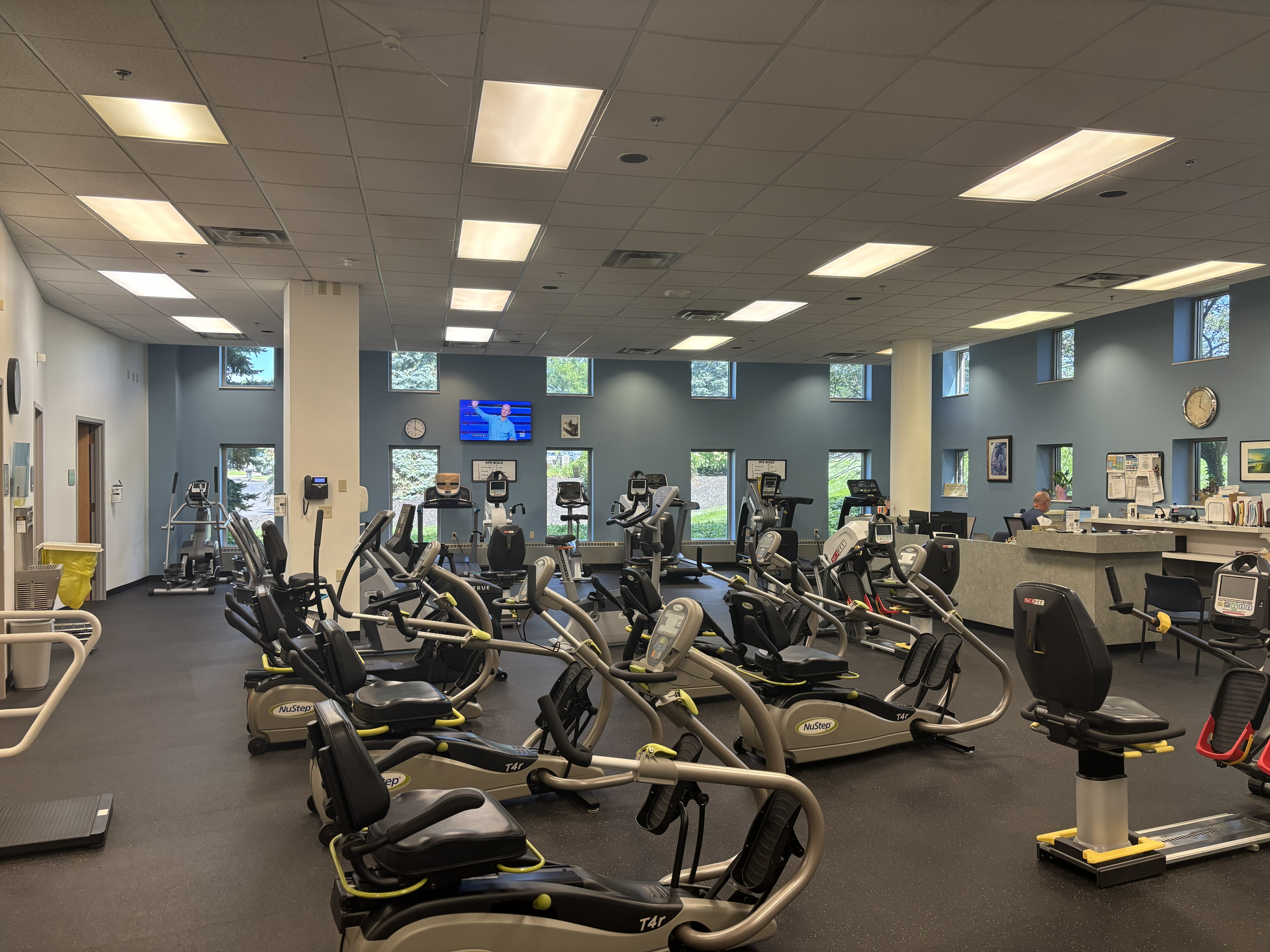 Interior photography of workout equipment at Mercy Health — Fairfield Hospital Cardiopulmonary Rehabilitation