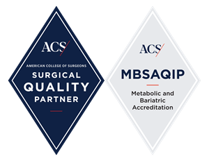 logo designating accreditation by ACS as a surgical quality partner for Metabolic and Bariatric surgery