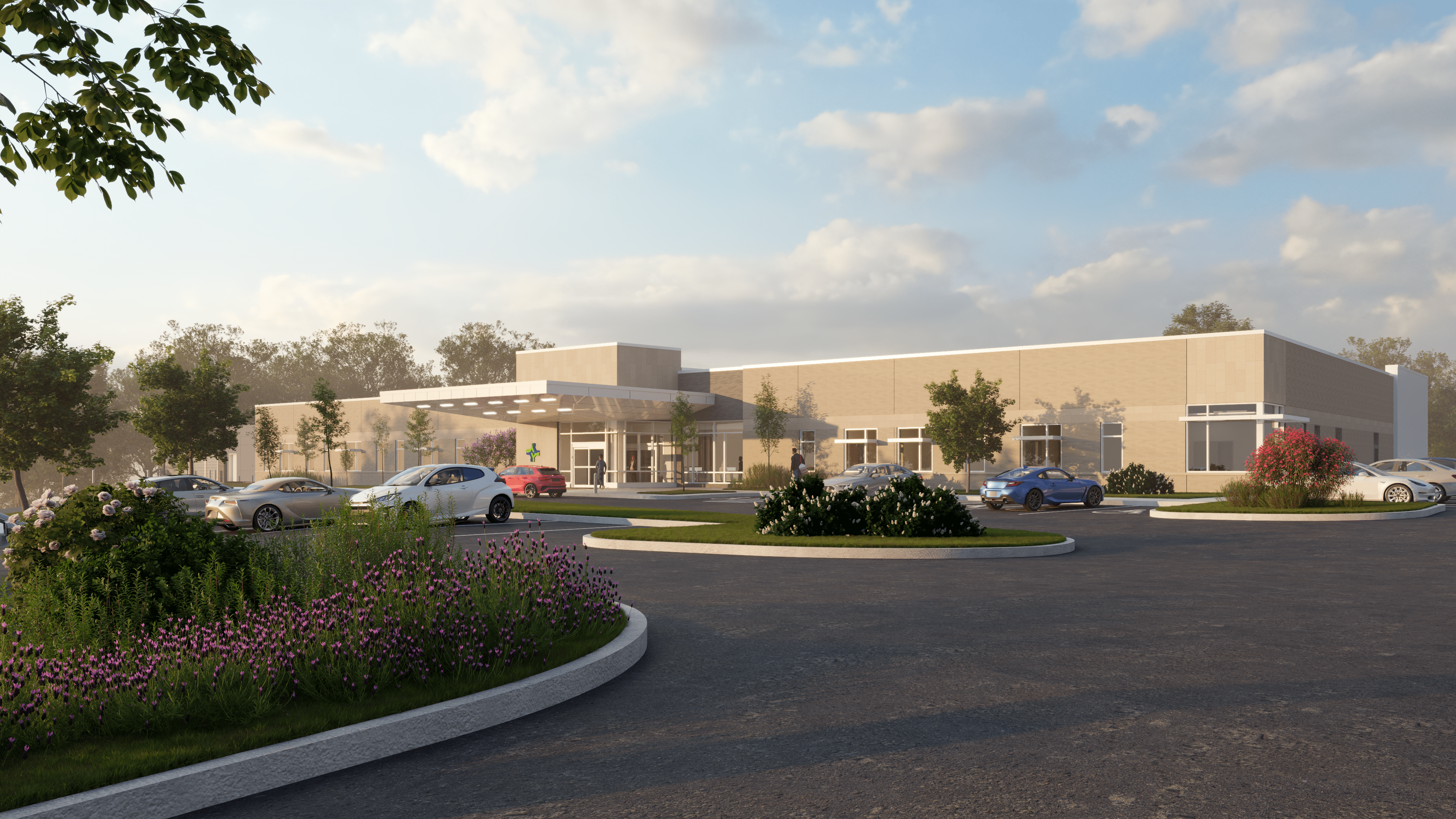 Rendering of the exterior of the Paducah Cancer Center